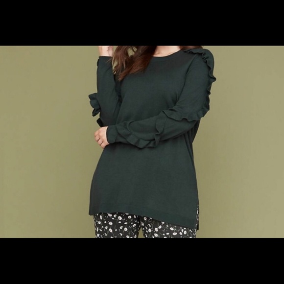 Lane Bryant Sweaters - Lane Bryant green ruffle sweater 22 24 W5